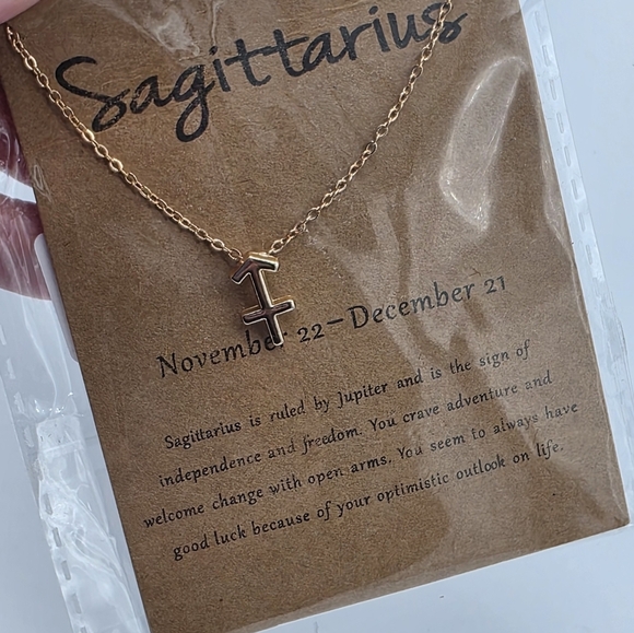 Sagittarius Gold Toned Zodiac Necklace - Picture 4 of 6